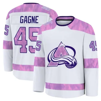Men's Alex Gagne Colorado Avalanche 2024 Hockey Fights Cancer Practice Jersey - White Premium