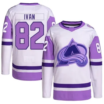 Men's Ivan Ivan Colorado Avalanche Hockey Fights Cancer Primegreen Jersey - White/Purple Authentic