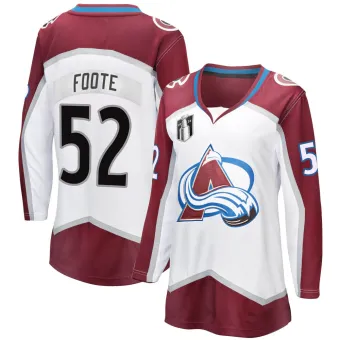 Women's Adam Foote Colorado Avalanche Away 2022 Stanley Cup Final Patch Jersey - White Breakaway