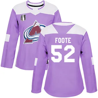 Women's Adam Foote Colorado Avalanche Fights Cancer Practice 2022 Stanley Cup Final Patch Jersey - Purple Authentic