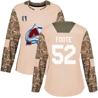 Women's Adam Foote Colorado Avalanche Veterans Day Practice 2022 Stanley Cup Final Patch Jersey - Camo Authentic