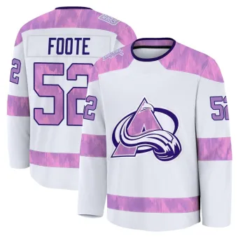 Youth Adam Foote Colorado Avalanche 2024 Hockey Fights Cancer Practice Jersey - White Premium