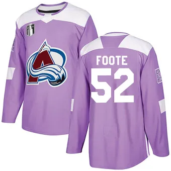 Youth Adam Foote Colorado Avalanche Fights Cancer Practice 2022 Stanley Cup Final Patch Jersey - Purple Authentic