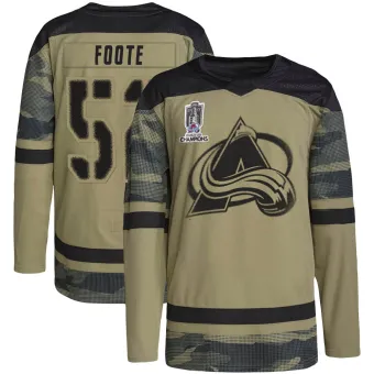 Youth Adam Foote Colorado Avalanche Military Appreciation Practice 2022 Stanley Cup Champions Jersey - Camo Authentic