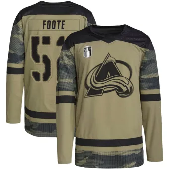 Youth Adam Foote Colorado Avalanche Military Appreciation Practice 2022 Stanley Cup Final Patch Jersey - Camo Authentic