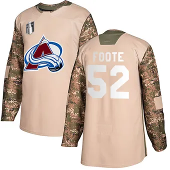 Youth Adam Foote Colorado Avalanche Veterans Day Practice 2022 Stanley Cup Final Patch Jersey - Camo Authentic