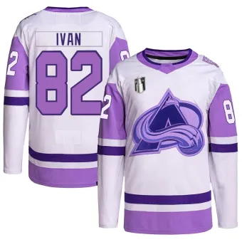 Youth Ivan Ivan Colorado Avalanche Hockey Fights Cancer Primegreen 2022 Stanley Cup Final Patch Jersey - White/Purple Authentic
